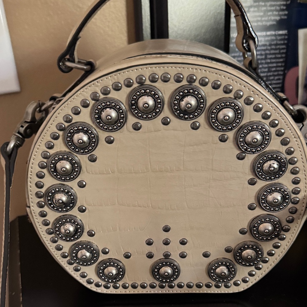 Chic Studded Beige Crossbody Bag